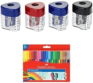 FABER-CASTELL SHARPENER SINGLE HOLE + Connector Colour Marker Pen 20-Pieces