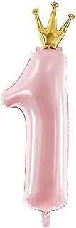 Foil Balloon Number ''1'', 37x100cm, light pink