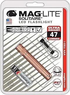 مصباح يدوي MagLite Solitaire 1-Cell AAA LED، تغليف فقاعي، ذهبي وردي