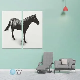 Simply Horse Painting, Canvas wall art painting, Black, Canvas, 2 Pieces, 40 x 80 cm By(BPA®)