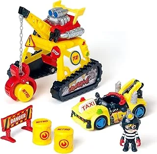 مجموعة لعب T-Racers S Turbo Crane مكونة من 4 قطع