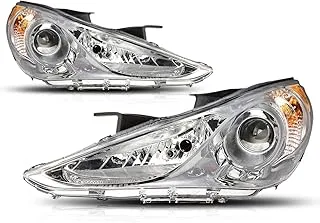 PM PERFORMOTOR PMHL-HSON-1114-OH-CA Chrome Amber Projector Headlights [Compatible with 11-14 Hyundai Sonata Fits Halogen Headlight Models Only Not Fit Hybrid Models]