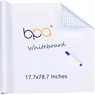 BPA® White Board for Wall Whiteboard Sticker Peel and Stick Dry Erase Paper Office on Self Removable Wallpaper Homeworking Home Fridge 17.5x78.7 Inches (45x200cm) Vinyl