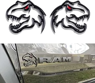 Dinosaur Emblem for T-Rex TRX Dodge RAM 1500 2500 3500 Charger Challenger (Black)