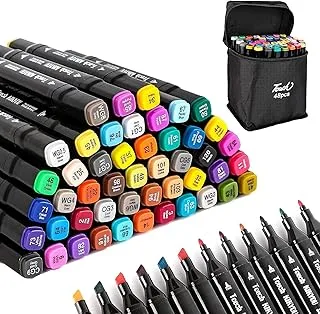 Dual Tip Colorful Art Markers Sketch Pens 48 Colours with Carrying Case for Painting Sketching Calligraphy Drawing -Brush Markers Twin Head Permanent Colouring Marker Pens for Kids Adult