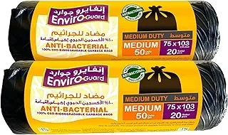 Enviro Guard Anti Bacterial Garbage Bags 2 Rolls, 75 cm x 103 cm Size, Black