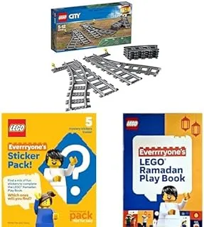 لعبة بناء القطارات LEGO® City Switch Tracks 60238 (8 قطع) مع كتاب LEGO وملصقات LEGO Surprise!