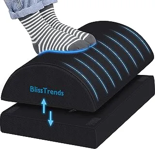 BlissTrends Foot Rest for Under Desk at Work-Versatile Foot Stool with Washable Cover-Comfortable Footrest with 2 Adjustable Heights for Car,Home and Office to Relieve Back,Lumbar,Knee Pain-Black