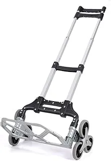 Zertylre Folding Stair Climber Stair Climbing Trolley Cart with 6 Wheels and Bungee Cord, Folding Adjustable Shaft Hand Pull Truck Portable Utility Aluminum Luggage Cart Dolly (80 KG Capacity)