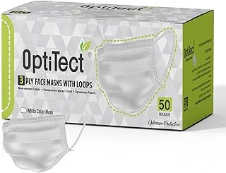 OptiTect 3 Layer Protection Disposable Face Mask (White) -Sealed Box of 50