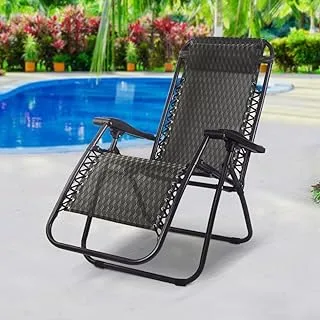 GECKO Recliner Foldable Lounge Chair Zero Gravity Outdoor Chair Camping Chair with Pillow and Hand Rest Adjustable Patio Chair