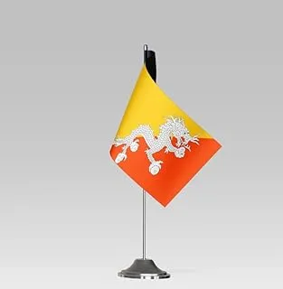 BPA® BHUTAN FLAG Compact Table Flag with Stand Elegant Desk Decor (21x10cm)