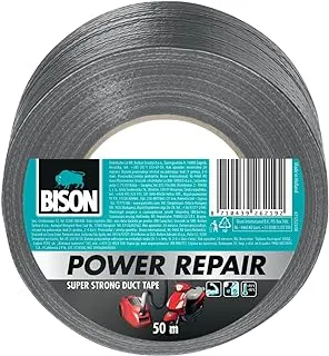 Bison Power Repair Duct Tape with high initial grip, Grey, 50m