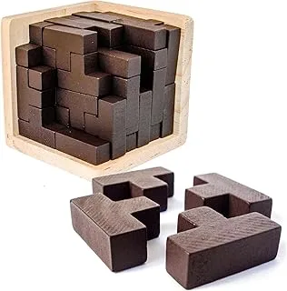 Tazweeq 3D Wooden Brain Puzzle, Stress Reducing Block Toys, Classical Block Kongming Lock, Children and Adults Intellectual Toys