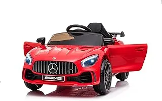 Dorsa 12V Kids Ride on AMG GTR مرخصة تعمل بالبطارية على طراز سيدان موسيقى وصوت وضوء | للقيادة لمدة 2 إلى 6 سنوات صبي فتاة (أحمر)