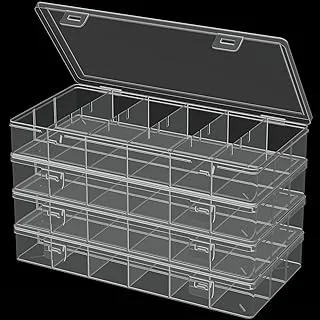 BAGTeck clear visible plastic storage box cosmetic tools storage box makeup tools fishing tackle accessory box organizer jewelry screws hardware accessories organizer box (4Pack)