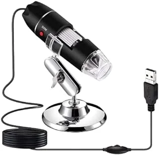 Microware USB Digital Microscope, Portable 1000x Magnification 8-LED Mini Microscope Endoscope Camera Magnifier with Stand,Compatible with Windows