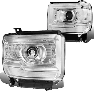 DNA Motoring HL-OH-GMCS14-CH-CL1 Chrome Housing Clear Side Projector Headlight [For 14-17 GMC Sierra ]