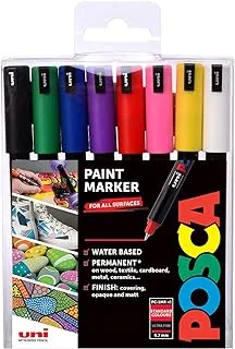 Posca Uni PC-1MR Paint Marker Pen, Starter Set of 8 Assorted Colours, Ultra Fine Tip