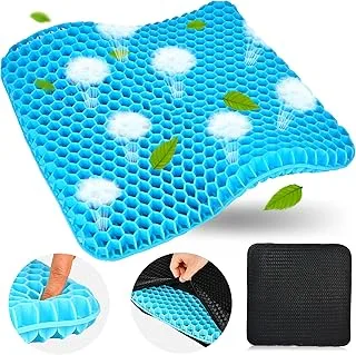 Seat Cushion with Non-slip Cover, Memory Double Gel Back Seat Cushion for Office Chair, Coccyx Seat Cushion and Lumbar Support Sciatica Pain Relief, Cushion Extra Large for Car, Wheelchair, Long Trips