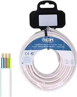 EDM Flat Hose Reel 3 x 1.5 mm White 10 m (Audio)