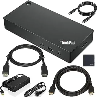 Lenovo ThinkPad USB Type-C Dock Gen 2 مع 4K (40AY0090US) + كابل ZoomSpeed ​​HDMI (مع إيثرنت) + كابل ZoomSpeed ​​DisplayPort + حزمة المبتدئين