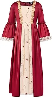 Scarlet Darkness Girl Renaissance Costume Long Sleeve Floral Dress 7-14Y