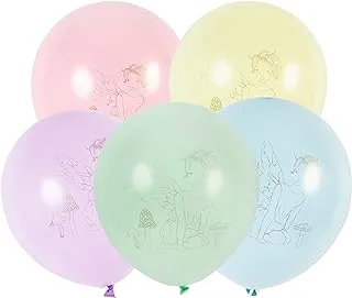 Talking Tables Pack of 12 Pastel Balloons | Fairy Party Decorations for Kids Birthday, Mother's Day, Garden | Made of Latex with Printed Design and Ribbon to Attach-Fill Air or Helium, Multicolor