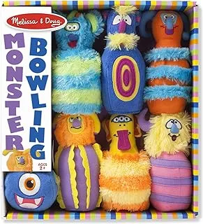 Melissa & Doug Fuzzy Monster Bowling Pins & Ball With Mesh Storage Bag (8-Piece Set) - Toddler Plush Indoor Bowling Set, Monster Bowling Set For Toddlers And Kids Ages 2+