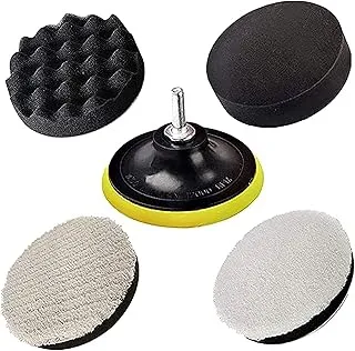 Sulfar Polishing Pads, Polishing Sponge Pad Car Polishers Wool Buffers Polishing Pads, Professional Car Polishers Set Kit with M14 Drill Adapter-125mm 5inch