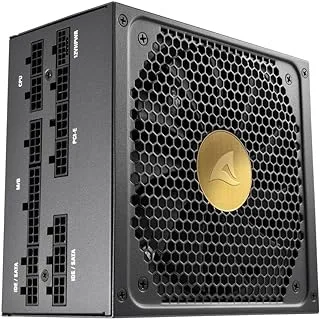 Sharkoon REBEL P30 Gold ATX 3.0 وحدة إمداد طاقة معيارية كاملة، طاقة 1000 واط، كفاءة 80 PLUS Gold، LLC + DC/DC، مروحة FDB 135 مم، PCIe Gen5، مكثفات يابانية HQ - أسود