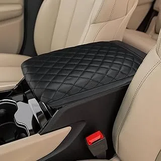 INTGET Car Center Console Armrest Cover for Jeep Grand Cherokee 2022 2023 2024/Grand Cherokee L Accessories 2021-2024 Arm Rest Box Dog Seat Cover Pad Console Lid Protection Saver(Black with Cushion)