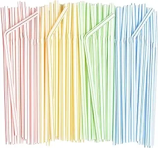 Individually Wrapped Disposable Plastic Straws – 500 PCS Smoothie Bendy Drinking Straws Flexible Disposable Straws Bulk Thick Milkshake Straws For Drinks Khaleej Pack