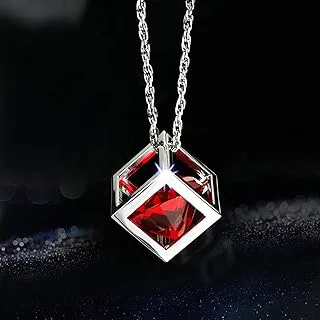 Bling Diamond Cube Car Rear View Mirror Charms, Crystal Rhinestone Cube Hanging Ornament for Automotive, Home Decor (Red)