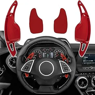 Bonbo Red Aluminum Steering Paddle Shifter Extension Cover Trim Interior Accessories for Chevrolet Camaro 2016-2022, 2014-2019 Chevrolet Corvette C7