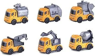 Baybee Friction Powered Push and Go Construction Truck Toys for Kids, Push Pull Toy Vehicles Playset for Babies, Friction Engineering Cars Pretend Play Toys, Push Toy Cars for Kids 2+Years (Set of 6)