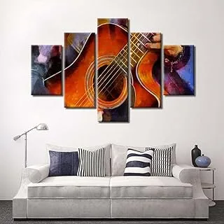 Ohh My Guittare, Canvas Wall Art, Multicolour, Canvas, 5 Pieces, 2X30X60-2X30X80-30X100 Cm By(BPA®)