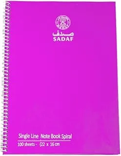 Sadaf 100 Sheets Single Line Hard Cover A5 Spiral Notebook, 22 x 16 Size, Magentha