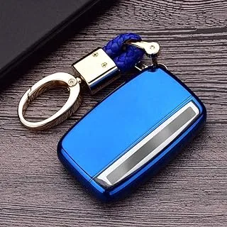 Royalfox(TM) 5 Buttons TPU Smart Remote Key Fob case Cover for Land Rover Defender Discovery Sport LR2 LR3 LR4 Range Rover Sport EVOQUE and Jaguar XF XJ XJL XE F-PACE (Blue)