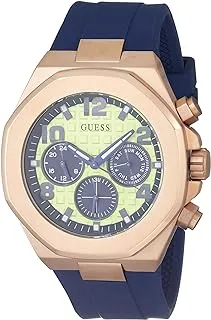 GUESS Men's 46mm Watch - Black Strap Black Dial Two-Tone Case