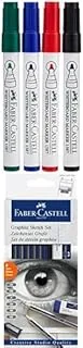 Faber Castell Whiteboard Marker Bullet Set Of 4Pc & Duster + Degree Pencil Set (6 Pencils + 1 Eraser + 1 Sharpener)