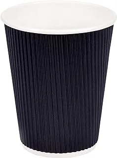 Disposable Coffee Cups Paper Cups – Ripple Cups Black [25 Cups] 12 Ounces Paper Cups Kraft Durable Thickened Hot and Cold Coffee Paper Cups Without Lids Khaleej Pack