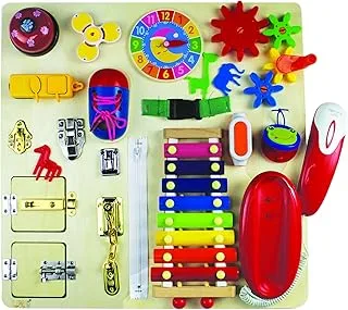 UKR Busy Board Wooden 18 Activities Infant Toddler Early Development Activity Toy Educational