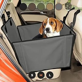 Wuglo Extra Stable Dog Car Seat - Reinforced Car Dog Seat for Medium-Sized Dogs with 4 Fastening Straps - Robust and Waterproof Pet Car Seat for The Back Seat of The Car (M Size, Grey/Black)