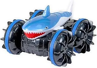 Gearbox Shark Amphibious Stunt Car - Ultimate Land and Water Adventure Toy for Thrilling Stunts - 2.4G Remote Control, USB Charging, 7+ Years, Grey