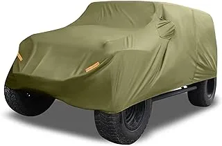 X AUTOHAUX SUV Car Cover Fit for Jeep Wrangler JK JL 2 Door 2007-2021 Outdoor Waterproof Sun Rain Dust Wind Snow Protection 210D Oxford Dark Green