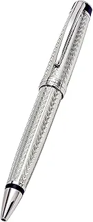 Xezo Ballpoint Pen Layered in Pure .999 Platinum, Diamond-Cut Engraved, Limited Edition 250 Pieces (Incognito LG Platinum B-1)