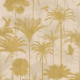 ورق جدران من Tempaper Gold Royal Palm قابل للإزالة قابل للإزالة واللصق، مقاس 20.5 بوصة × 16.5 قدم، صنع في الولايات المتحدة الأمريكية