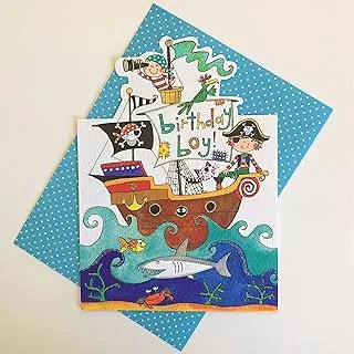 Rachel Ellen Boy and Pirate Ship Birthday Card