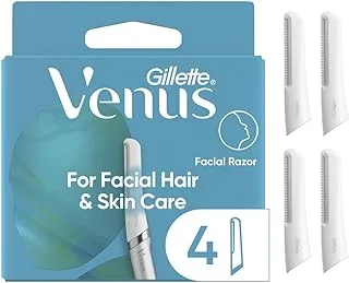 Venus Gillette Facial Razor Refills, Dermaplaning Exfoliating Replacement Blades, 4-Count